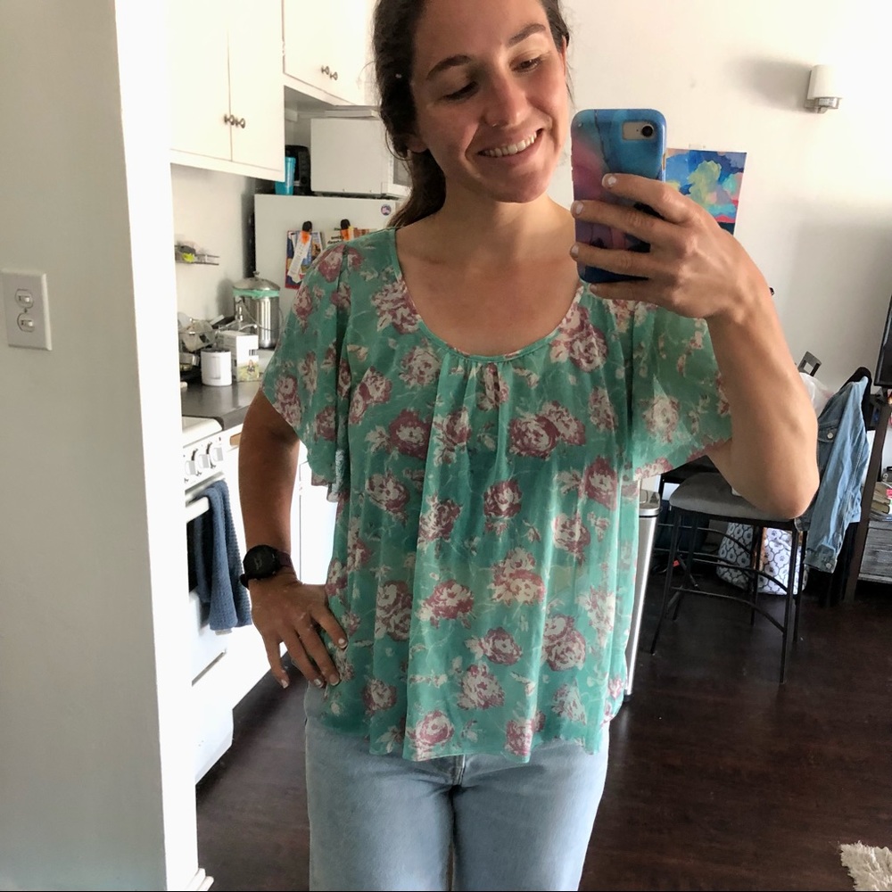 Light blue floral blouse